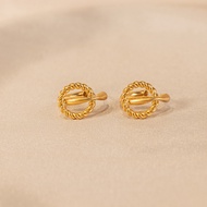 [ZANZAN ZANZAN] C-Shaped Metal Braided Hollow Round Earrings [EK07AL002]