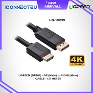 Ugreen (DP101) 10239 DP(Male) to HDMI (Male) Cable (1.5m)