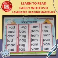 Laminated Reading Materials for kids/ Laminated CVC flash cards/ cvc charts/Educational charts