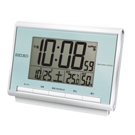 SEIKO Clock Alarm Radio Waves Digital Calendar Temperature Humidity Express Thin Green Pearl SQ698L