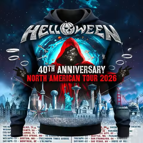 Hip Hop Hoodie Sweatshirt Helloween Band 40 Year Anniversary Tour 3d Print Hoodie Men Women Fashion 