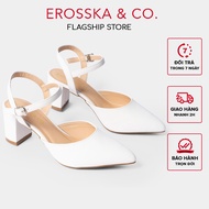 Giày cao gót Erosska mũi nhọn phối dây hở gót cao 5cm màu nude _ EK001