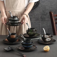 大熱産品 - 【4件裝】日式陶瓷碗具套裝 陶瓷碗 碟 杯 勺子 飯碗 麵碗 湯碗 陶瓷杯 可烤焗 焗爐碗 微波碗 打卡餐具