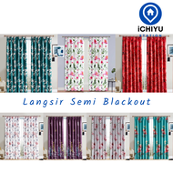 Cangkuk Hook Type Modern Langsir Tingkap Tirai Bilik Semi Blackout Door Curtain Window Langsir Pintu Murah YG#1