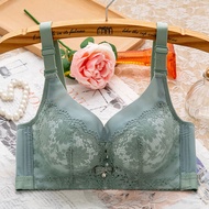 Plus Size Breathable Lace Bra and Brief Set - Wireless Women's Underwear