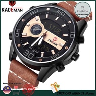 KADEMAN 🔥Watch Men Luxury World Time Casual Leather Watch 3ATM  LED Display Wristwatch TOP Brand Military Clock Relogio