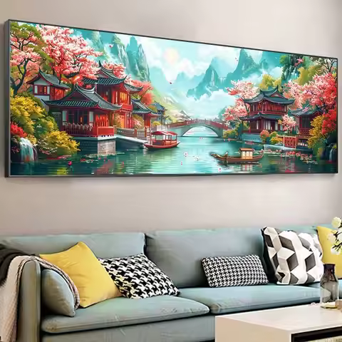 2026 New Kit for Needlework,DIY Cross stitch Landscape Embroidery kit,Ancient China Town Pattern Cro