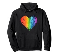 Gay Lesbian Pride Heart Flag Men Women LGBT Pullover Hoodie