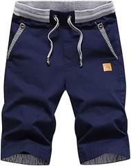 Mens Shorts Casual Classic Fit Summer Beach Shorts with Elastic Waist,Drawstring and Pockets (95-120