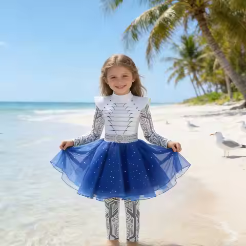Halloween Costume for Kids Girls Zombies Long slevee Set Girls Birthday Alien Dress up Zombies Cospl