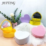 Pink Puple Heart Shape Cosmetic Jewelry Organizer Makeup Organizer With Mirror Girl Cute Plastic Box Make Up Storage Container