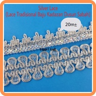 (Ready Stock) Silver Lace/ Renda Warna Silver/ Lace Tradisional Baju Kadazan Dusun Sabah