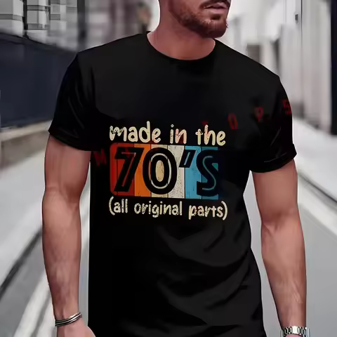 Moto 70S Music Nostalgia Design With 70S Song Titles Men's Fashionable T-Shirt Summer Short Sleeve T