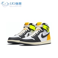 LKJ Sports Air Jordan 1 AJ1 Black Yellow Toe Fluorescent Green White Orange Lemon 555088-118