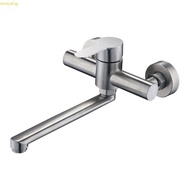 weroyal Wall Mounted Kitchen Faucet Stainless Steel Tube Tap Sink Water Faucet Rotatable Long Spouts Mixers Tap Easy to