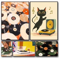 Retro Fashion Eclectic Vinyl Record Player Illustration Poster Canvas Print Wall Painting Living Roo