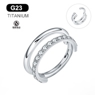 Today's New Product/Foreign Trade G23 Titanium Nose Ring Inlaid Double-Layer Zircon Seamless Titaniu