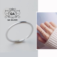 Nhẫn bạc 925 trơn chỉ mảnh bo vuông nhẫn tròn tối giản S925 BASIC QA SILVER Ring RI180303