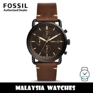(OFFICIAL WARRANTY) Fossil Men's FS5403 The Commuter Chronograph Brown Leather Watch (2 Years Intern