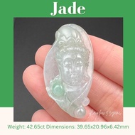 Natural Jade Burma หยกเขียวพม่า Type A รูปองค์เจ้าแม่กวนอิม