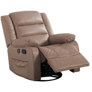 [特價]IHouse-頭等太空艙 呼吸皮單人沙發/旋轉搖椅 (USB孔)奶茶#A2