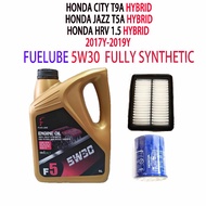 HONDA CITY T9A , JAZZ T5A, HRV 1.5 (HYBRID)  OIL FILTER + AIR FILTER + FUELUBE 5W30 FULLY SYNTHETIC 