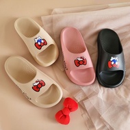 Hello Kitty躲貓貓 鬆糕厚底防水拖鞋-卡其色/黑色/粉色女鞋