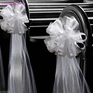 FoodTaste   Church Wedding Pew Bows With Long Tulle Tails Chair Aisle Decor Wedding Car Decoration F