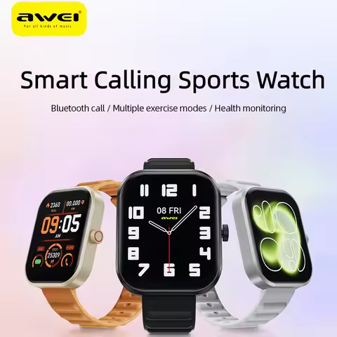 AWEI Smart Watch Calling Heart Rate Blood Oxygen Monitor Fitness Tracker Long Battery Life Sports Wa