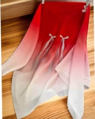 Hijab Segi Empat Voal Motif Warna Merah Cabe Hijab Agustusan Kerudung Kemerdekaan