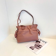 Loewe Flamenco抽繩福袋包 中號豆沙色29*20*10  98新配件塵袋
