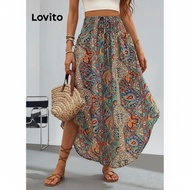 Lovito Boho Tribal Print Pattern Asymmetrical Skirt for Women LNL75234 Lovito Rok Boho dengan Pola T