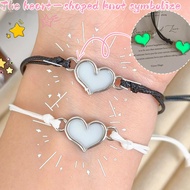 Luminous Heart Shaped Couple Bracelet - Noctilucent Hand Chain - Adjustable Handmade Woven Bracelet 