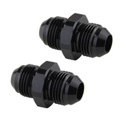 Black/Blue 2PCS 8AN to 8AN Male Male Thread Coupler Union Straight Hose Adapter