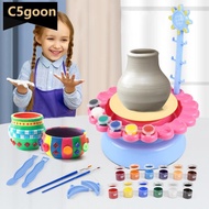 C5GOON USB Electric Pottery Wheel Machine Mini Pottery Making Machine DIY Craft Ceramic Clay Pottery Kit With Pigment Clay Kids Toy F7O3