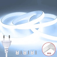 COB LED Strip ความสว่างสูง EU Power 220V LED Strip กันน้ําริบบิ้นแบบยืดหยุ่นเทปสําหรับห้องนอนโคมไฟสว