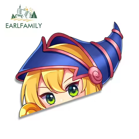 EARLFAMILY 13cm x 7.3cm for Dark Magican Girl Peeker Car Stickers Anime Graffiti Windows Car Accesso