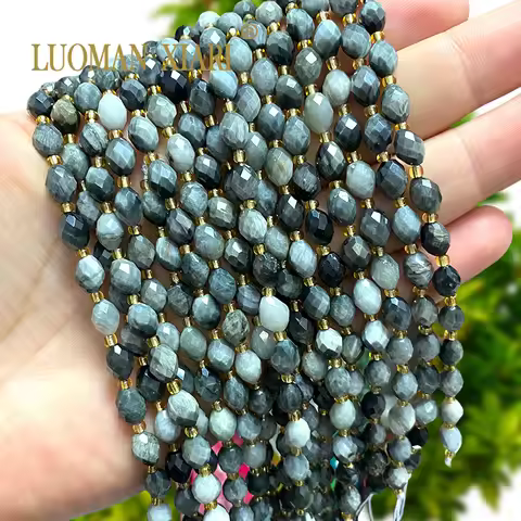 6x8MM Faceted Rice Oval Natural Stone AA Eagle Eye Loose Spacer Beads for Jewelry Making Diy Bracele