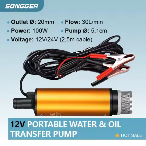 Portable Water and Oil Transfer Pump 12V 24V Self-Priming Aluminum for Diesel Alcohol Water Agricult