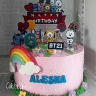 kue ulang tahun bt21 / kue ultah bts korea / cake birthday korea bts - brownies diameter 20