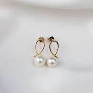 【天然珍珠】純18K金Akoya天然珍珠耳環耳釘 設計訂製 E033