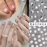 MO-503 Nail Art 3D Black White Camellia Sticker Nail Flower 网红新款风水墨黑白色山茶花浮雕美甲贴纸半透小花贝壳光背胶甲贴