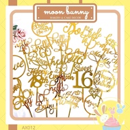 Happy 18th Eighteen Sweet 16 Hello 21 30 40 50 60 Cake Topper Acrylic Golden 18 Years Old Birthday C
