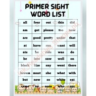A4 Laminated Dolch Sight Words