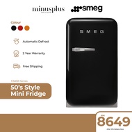 Smeg Electronic Control Automatic Defrost 50's Style Refrigerator 34L Mini Fridge (Black / Red / Orange) - FAB5 Series