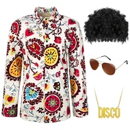 70s Hippie Style Floral Shirt Mens Halloween Costume Disco Fashion Retro Clothing Hip Hop Style Shir