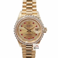 【大眾名錶】ROLEX 勞力士 69178 Datejust 蠔式女錶 18K金 紅寶多層鑽面盤 大眾名錶G229