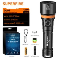 SUPERFIRE DL01 ไฟฉายดำน้ำ IPX8 ลึกไฟฉาย LED กันน้ำ 100M ดำน้ำใต้น้ำ Super Bright 1400lm 21700 แบตเตอ