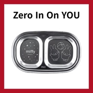 MIFFY 304 Stainless Steel Kids Snack Tray 2 Section Divider Plate Food Grade Toddler Lunch Plate