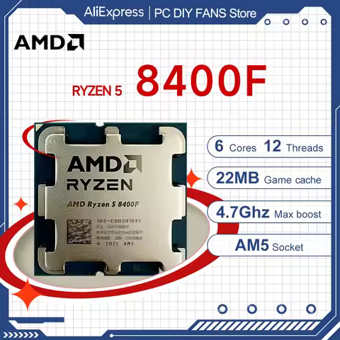 AMD Ryzen 5 8400F R5 8400F 6-Core 12-Thread 4.7GHz 4NM DDR5 CPU 100-000001591 Socket AM5 TDP 65 New 